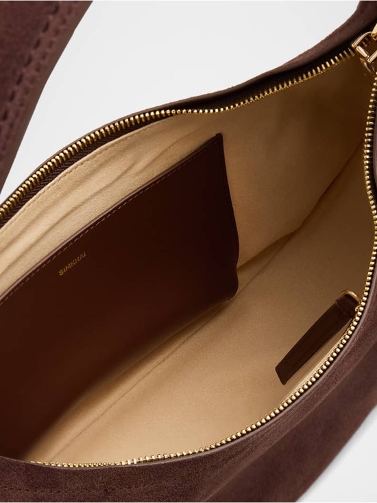 Simkhai Finn Suede Hobo Bag Cacao Brown NWT - Picture 2 of 7